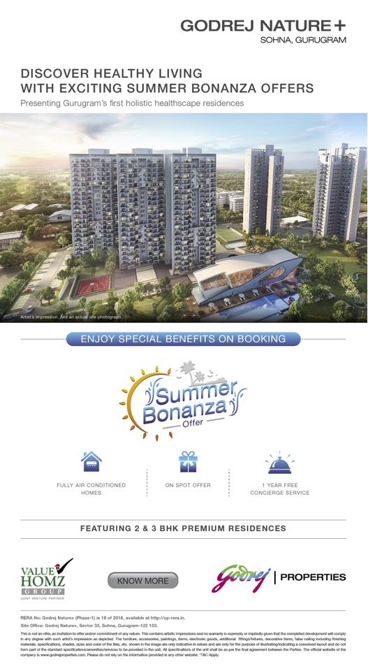 Summer Bonanza Offer at Godrej Nature Plus, Sohna